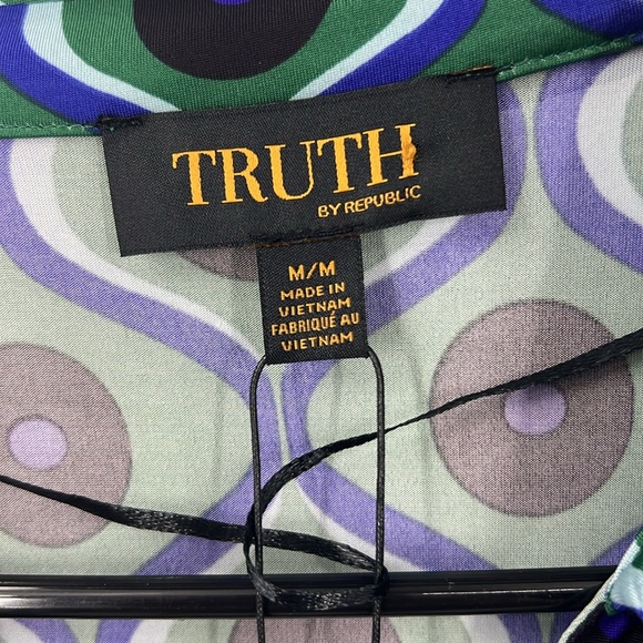 Truth by Republic retro print button front shirt M - Picture 5 of 9